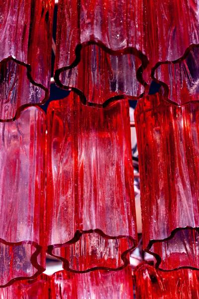 Murano Glass Fuchsia Red Stunning Tronchi Chandelier 1970