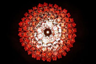 Murano Glass Fuchsia Red Stunning Tronchi Chandelier 1970