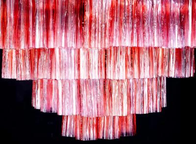 Murano Glass Fuchsia Red Stunning Tronchi Chandelier 1970