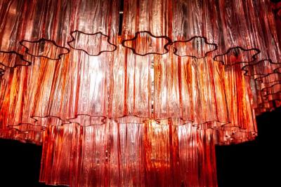 Murano Glass Fuchsia Red Stunning Tronchi Chandelier 1970