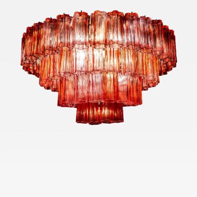 Murano Glass Fuchsia Red Stunning Tronchi Chandelier 1970