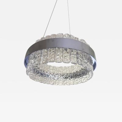 Murano Glass Ice Chandelier Hammered Clear Glass in Polish Kromo Ring