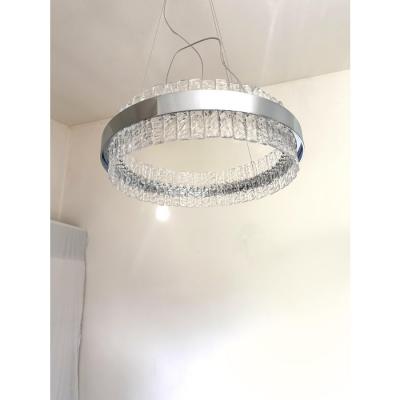 Murano Glass Ice Chandelier Hammered Clear Glass in Polish Kromo Ring