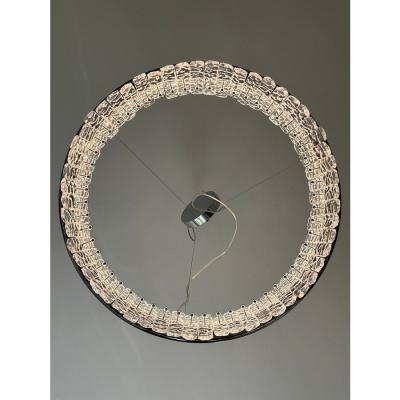 Murano Glass Ice Chandelier Hammered Clear Glass in Polish Kromo Ring