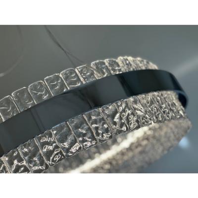 Murano Glass Ice Chandelier Hammered Clear Glass in Polish Kromo Ring