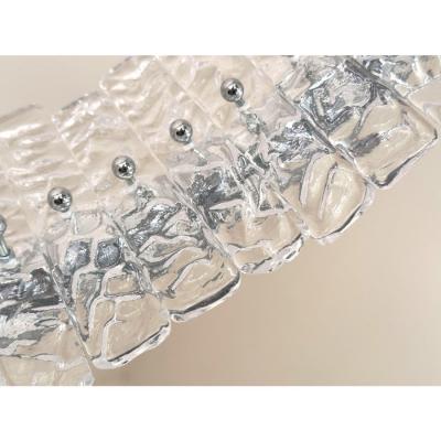 Murano Glass Ice Chandelier Hammered Clear Glass in Polish Kromo Ring