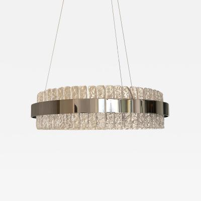Murano Glass Ice Chandelier Hammered Clear Glass in Polish Kromo Ring