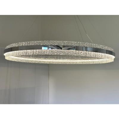 Murano Glass Ice Chandelier Hammered Clear Glass in Polish Kromo Ring