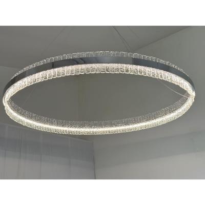 Murano Glass Ice Chandelier Hammered Clear Glass in Polish Kromo Ring