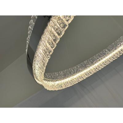 Murano Glass Ice Chandelier Hammered Clear Glass in Polish Kromo Ring