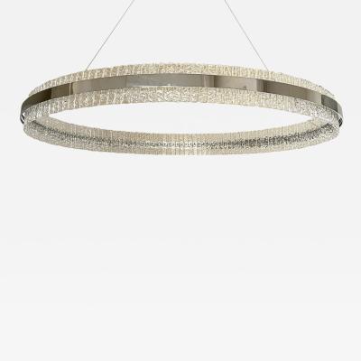 Murano Glass Ice Chandelier Hammered Clear Glass in Polish Kromo Ring