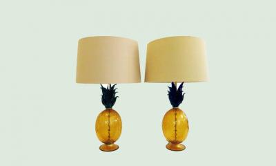Murano Glass Pineapple Table Lamps