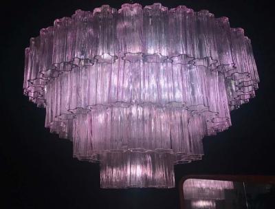 Murano Glass Pink Amethyst Tronchi Chandelier 1970