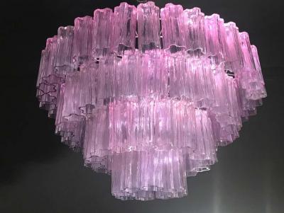 Murano Glass Pink Amethyst Tronchi Chandelier 1970