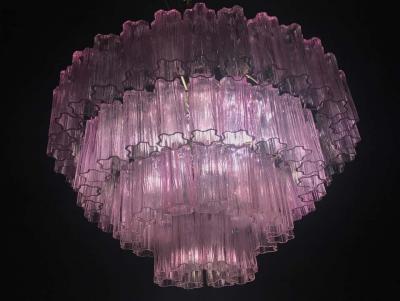 Murano Glass Pink Amethyst Tronchi Chandelier 1970