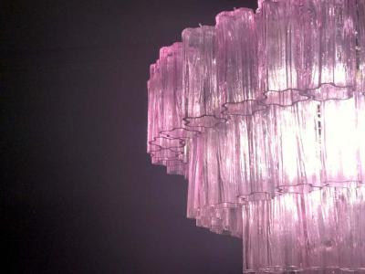 Murano Glass Pink Amethyst Tronchi Chandelier 1970