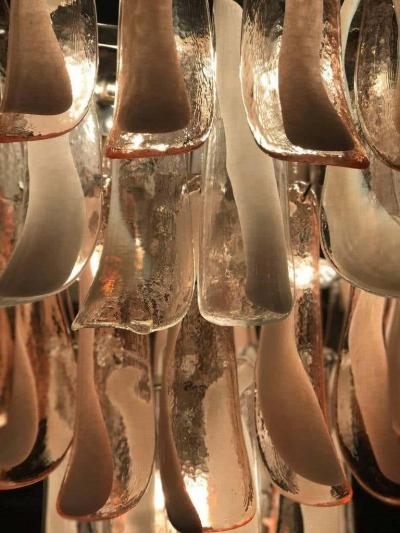 Murano Glass Pink and White Petals Chandelier Italian Modern 1980s