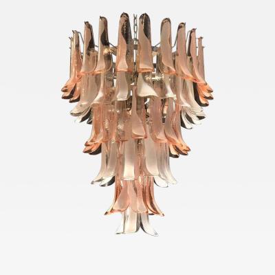Murano Glass Pink and White Petals Chandelier Italian Modern 1980s