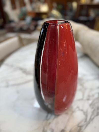 Murano Glass Red and Black Art Vase