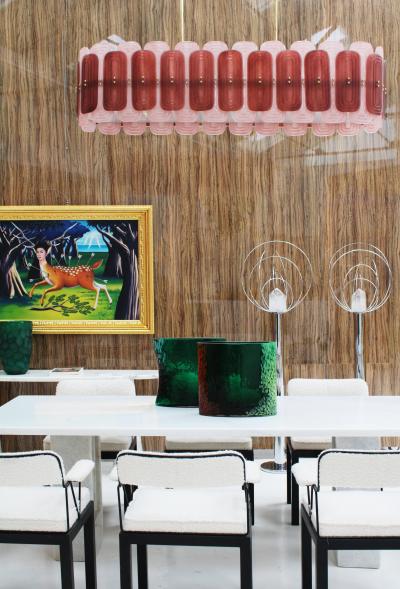 Murano Glass Suspension Lamp with Gold Metal Structure Italy