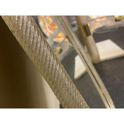 Murano Glass Wall Mirror With Torciglione Torchon Detailing Barovier Inspired