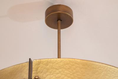 Murano Glass and Patinated Brass Drum Chandelier