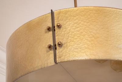 Murano Glass and Patinated Brass Drum Chandelier
