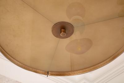 Murano Glass and Patinated Brass Drum Chandelier
