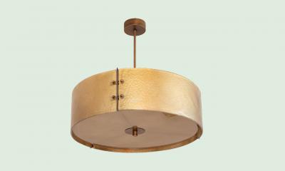 Murano Glass and Patinated Brass Drum Chandelier