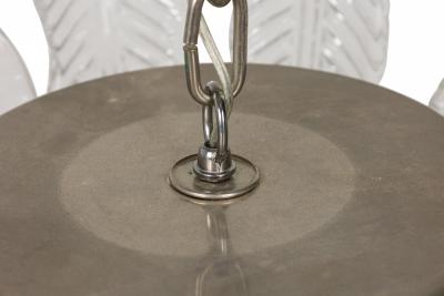 Murano Italian Mid Century Glass and Silver Metal Pendant Chandelier
