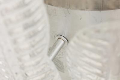Murano Italian Mid Century Glass and Silver Metal Pendant Chandelier