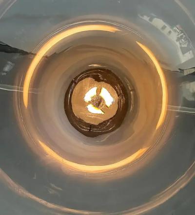 Murano Mid century Brass Glass Bell Shaped Pendant Light Fixture