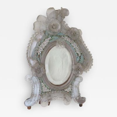 Murano Mirror Decorated with Micro Mosaic Flowers