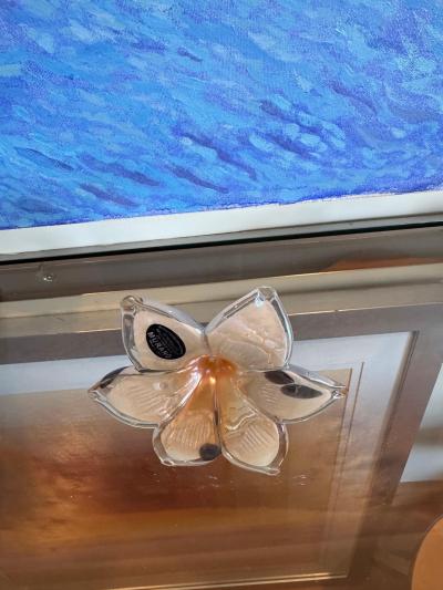 Murano Orange with Black incluisions Handblown Flower