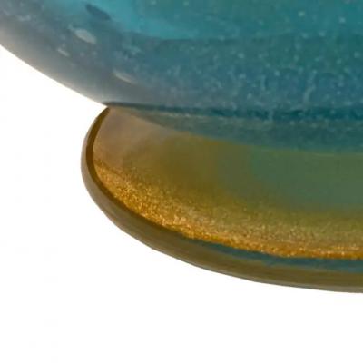 Murano Pulegoso Glass Pedestal Bowl with Gold Inclusions