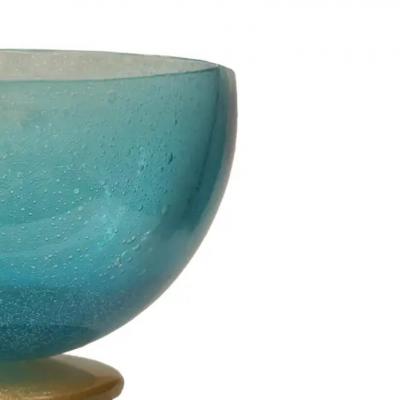 Murano Pulegoso Glass Pedestal Bowl with Gold Inclusions