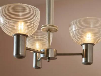 Murano Rationalist Chandelier with Filigrana and Lattimo Glass Italy 1930s