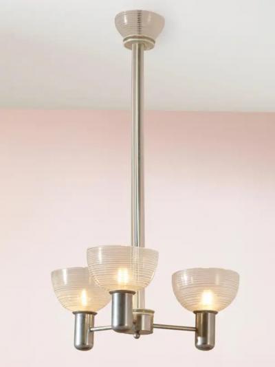 Murano Rationalist Chandelier with Filigrana and Lattimo Glass Italy 1930s