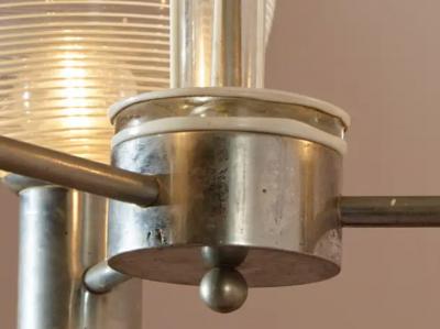 Murano Rationalist Chandelier with Filigrana and Lattimo Glass Italy 1930s