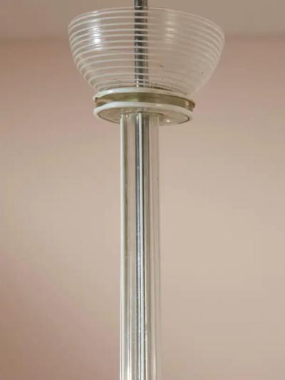 Murano Rationalist Chandelier with Filigrana and Lattimo Glass Italy 1930s