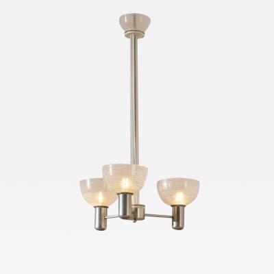 Murano Rationalist Chandelier with Filigrana and Lattimo Glass Italy 1930s