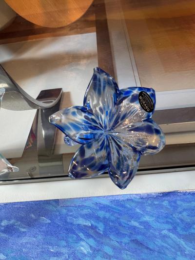 Murano Royal Blue Handblown Flower