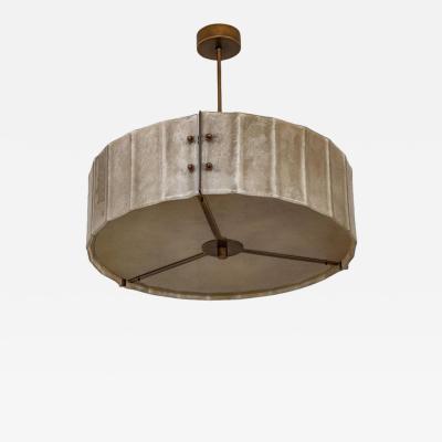 Murano Scavo Glass and Bronzed Structure Drum Chandelier