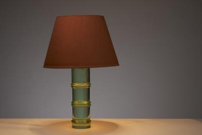 Murano Solid Glass Table Lamp with Orange Shade 1950s