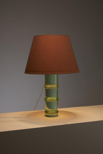 Murano Solid Glass Table Lamp with Orange Shade 1950s