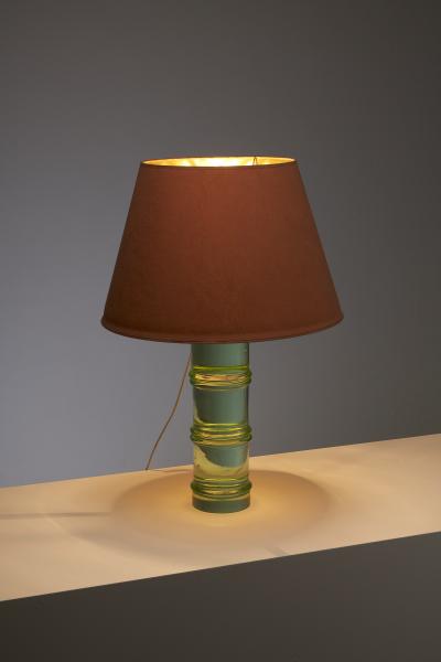 Murano Solid Glass Table Lamp with Orange Shade 1950s