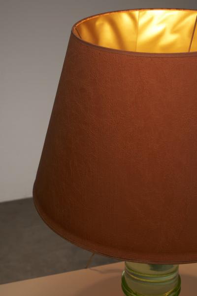 Murano Solid Glass Table Lamp with Orange Shade 1950s