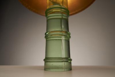 Murano Solid Glass Table Lamp with Orange Shade 1950s