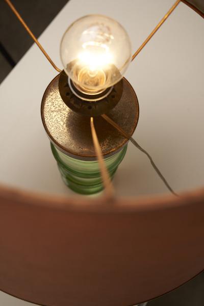 Murano Solid Glass Table Lamp with Orange Shade 1950s