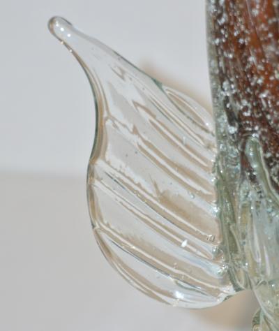 Murano Sommerso Amber and Silver Flecks Art Glass Fish Sculpture